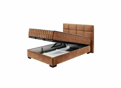 Bedbox Nagol A 140x200cm - stof - cognac met opbergruimte- Compleet Bed|Tweepersoonsbedden