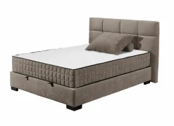 Compleet Bed|Tweepersoonsbedden|Bedbox Nagol A 140x200cm - stof - stone met opbergruimte