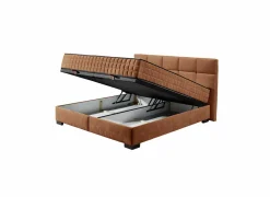 Bedbox Nagol A 160x200cm - stof - cognac met opbergruimte- Compleet Bed|Tweepersoonsbedden