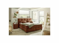 Bedbox Nagol A 160x200cm - stof - cognac met opbergruimte- Compleet Bed|Tweepersoonsbedden