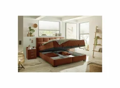 Bedbox Nagol A 160x200cm - stof - cognac met opbergruimte- Compleet Bed|Tweepersoonsbedden