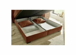 Bedbox Nagol A 160x200cm - stof - cognac met opbergruimte- Compleet Bed|Tweepersoonsbedden