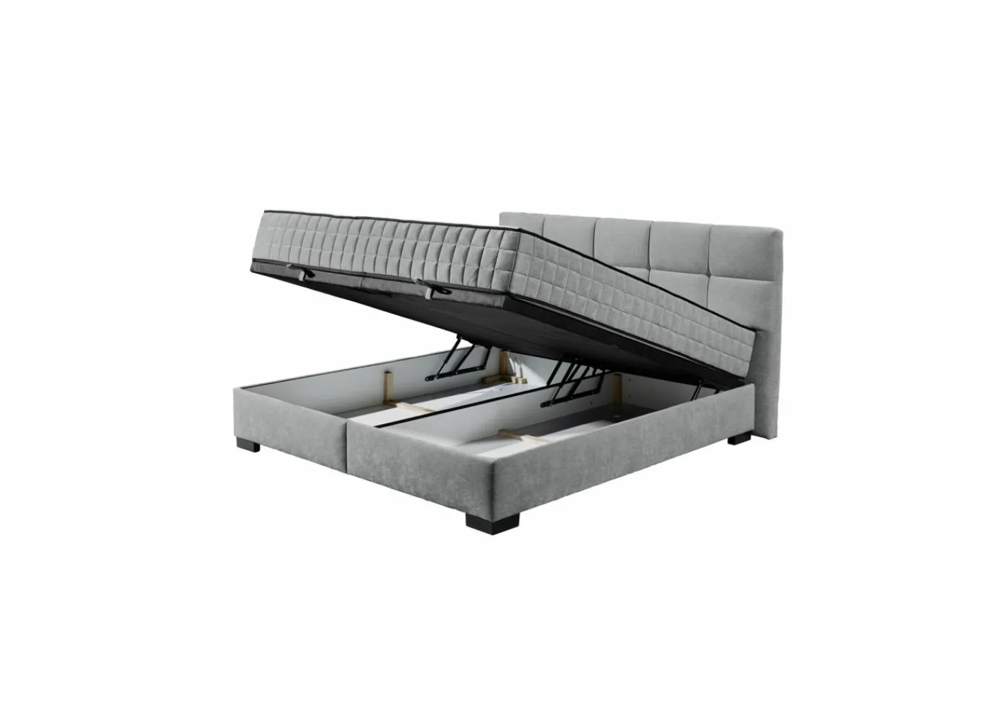 Bedbox Nagol A 160x200cm - stof - antraciet met opbergruimte- Compleet Bed|Tweepersoonsbedden