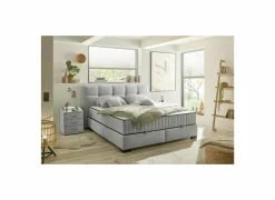 Bedbox Nagol A 160x200cm - stof - zilver met opbergruimte- Compleet Bed|Tweepersoonsbedden