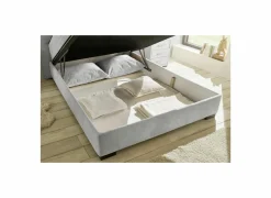 Compleet Bed|Tweepersoonsbedden|Bedbox Nagol A 140x200cm - stof - zilver met opbergruimte