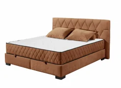 Bedbox Nagol B 180x200cm - stof - cognac met opbergruimte- Boxsprings