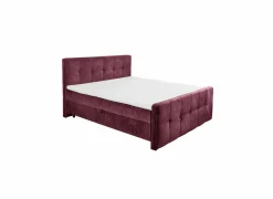 Compleet Bed|Boxsprings|Bedbox Valetta 6 160x200cm - stof - bordeaux met opbergruimte