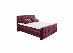 Compleet Bed|Boxsprings|Bedbox Valetta 6 160x200cm - stof - bordeaux met opbergruimte