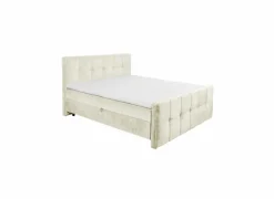 Bedbox Valetta 160x200cm - stof - crème met opbergruimte- Compleet Bed|Boxsprings
