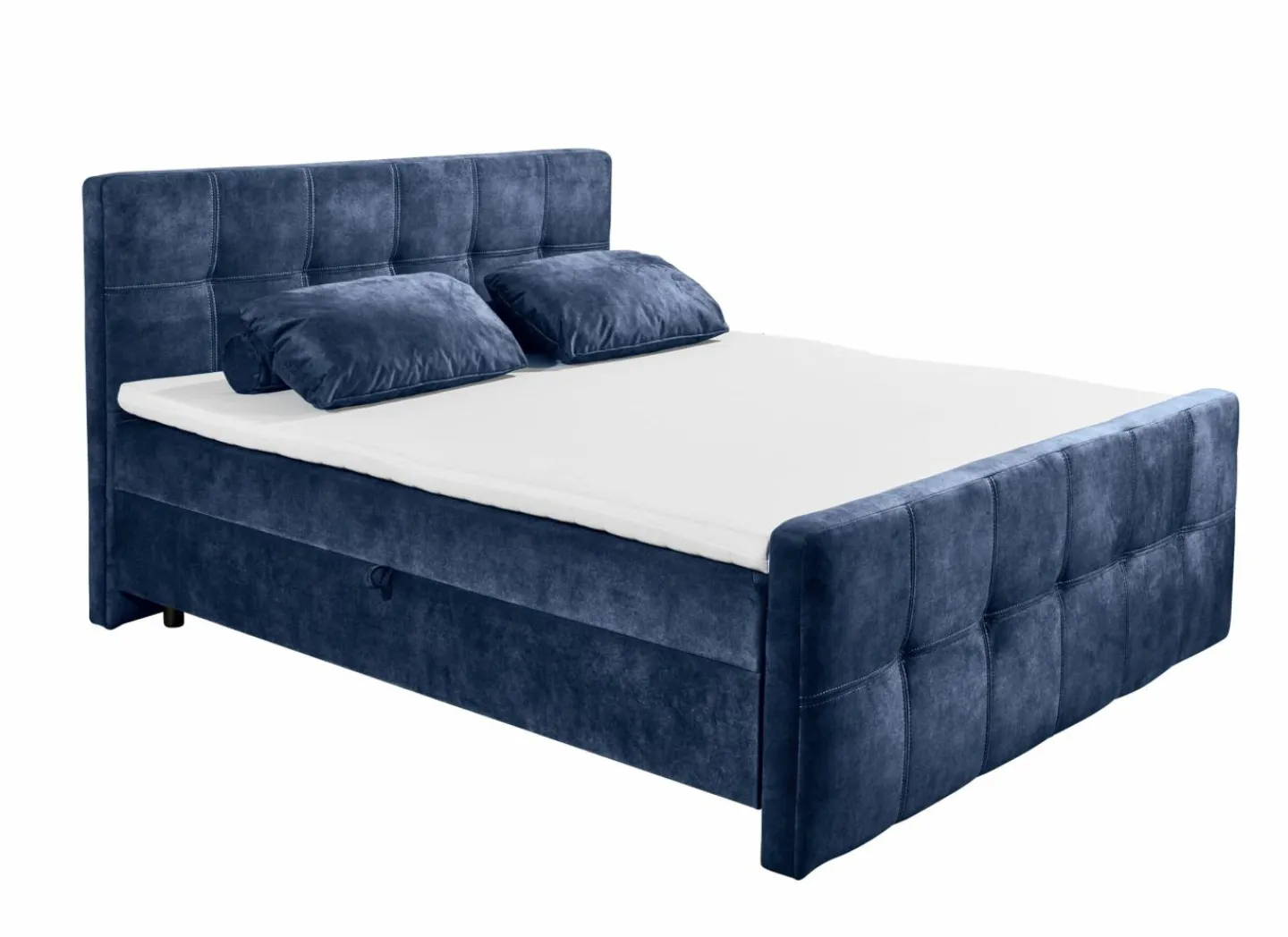 Bedbox Valetta 160x200cm - stof - blauw met opbergruimte- Compleet Bed|Boxsprings