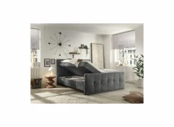 Bedbox Valetta 160x200cm - stof - antraciet met opbergruimte- Compleet Bed|Boxsprings