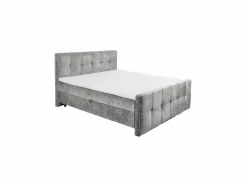 Compleet Bed|Boxsprings|Bedbox Valetta 160x200cm - stof - grijs met opbergruimte
