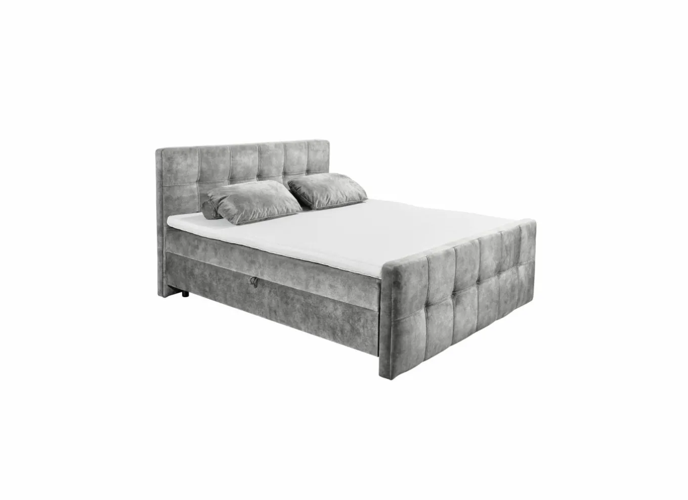 Compleet Bed|Boxsprings|Bedbox Valetta 160x200cm - stof - grijs met opbergruimte