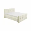 Compleet Bed|Boxsprings|Bedbox Valetta 180x200cm - stof - crème met opbergruimte