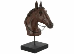 Beeldje Paard 42x12,5x29,5cm - polystone - donkerbruin- Decoratieve Accessoires