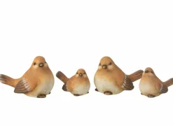 Beeldje Vogel H10cm - porselein - bruin- Decoratieve Accessoires