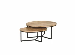 Bijzettafels|Bijzettafel Andromeda 70x90cm - hout massief - bruin - set van 2