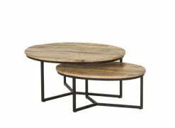 Bijzettafels|Bijzettafel Andromeda 70x90cm - hout massief - bruin - set van 2