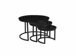 Bijzettafels|Bijzettafel Celeste Ø70cm - mango massief - zwart - set van 3