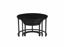 Bijzettafels|Bijzettafel Celeste Ø70cm - mango massief - zwart - set van 3