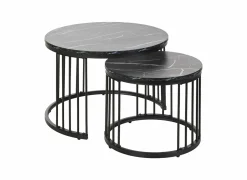 Bijzettafels|Bijzettafel Ø70cm - decor - zwart set van 2