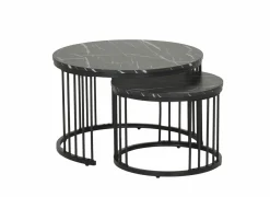 Bijzettafels|Bijzettafel Ø70cm - decor - zwart set van 2