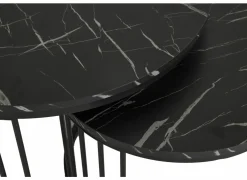 Bijzettafels|Bijzettafel Ø70cm - decor - zwart set van 2