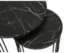 Bijzettafels|Bijzettafel Ø70cm - decor - zwart set van 2