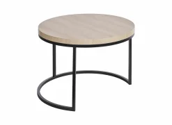 Bijzettafel Ø76cm - melamine - urban oak & zwart- Bijzettafels