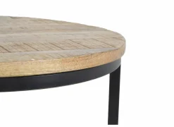 Bijzettafels|Bijzettafel Half Moon Ø60 set van 2 - mango massief & metaal - naturel