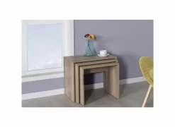 Bijzettafels|Bijzettafel Izuma 55x40cm - melamine - bruin - set van 3