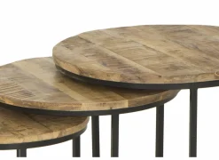 Bijzettafels|Bijzettafel Joshua Ø55cm - mango massief - bruin - set van 3