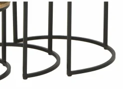 Bijzettafels|Bijzettafel Joshua Ø55cm - mango massief - bruin - set van 3