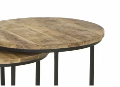 Bijzettafels|Bijzettafel Joshua Ø55cm - mango massief - bruin - set van 3