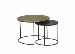 Bijzettafels|Bijzettafel Laggan Ø61/Ø43cm - aluminium & ijzer - zwart - set van 2