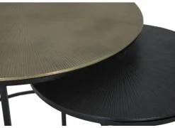 Bijzettafels|Bijzettafel Laggan Ø61/Ø43cm - aluminium & ijzer - zwart - set van 2