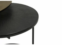 Bijzettafels|Bijzettafel Laggan Ø61/Ø43cm - aluminium & ijzer - zwart - set van 2