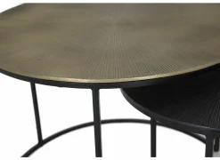 Bijzettafels|Bijzettafel Laggan Ø61/Ø43cm - aluminium & ijzer - zwart - set van 2