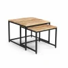 Bijzettafels|Bijzettafel Lina 60x60cm - mango massief - naturel - set van 2