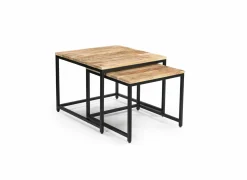 Bijzettafels|Bijzettafel Lina 60x60cm - mango massief - naturel - set van 2
