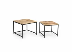 Bijzettafels|Bijzettafel Lina 60x60cm - mango massief - naturel - set van 2