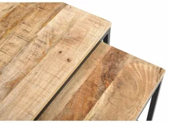 Bijzettafels|Bijzettafel Lina 60x60cm - mango massief - naturel - set van 2