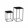 Bijzettafel Maya 35x35cm - mango massief - zwart - set van 2- Bijzettafels