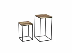 Bijzettafels|Bijzettafel Maya 35x35cm - mango massief - naturel - set van 2