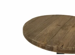 Bijzettafels|Bijzettafel Navarino Ø45cm - gerecycleerd den massief & ijzer - naturel/zwart