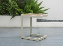 Bijzettuinmeubelen|Bijzettafels|Bijzettafel Nirvana 40x32x45cm - aluminium/polywood - greige