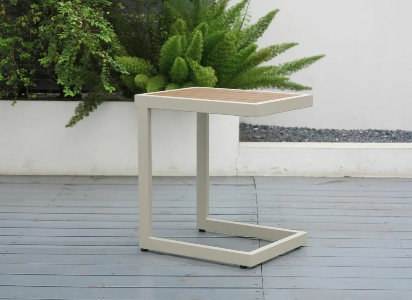 Bijzettuinmeubelen|Bijzettafels|Bijzettafel Nirvana 40x32x45cm - aluminium/polywood - greige