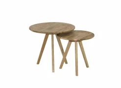 Bijzettafels|Bijzettafel Pippin Ø50cm - eik massief - naturel - set van 2