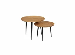 Bijzettafel Quant Ø60cm - acacia massief - bruin - set van 2- Bijzettafels