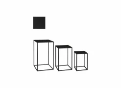 Edelman Bijzettafel Quinty 30x30cm - metaal - zwart - set van 3- Bijzettafels
